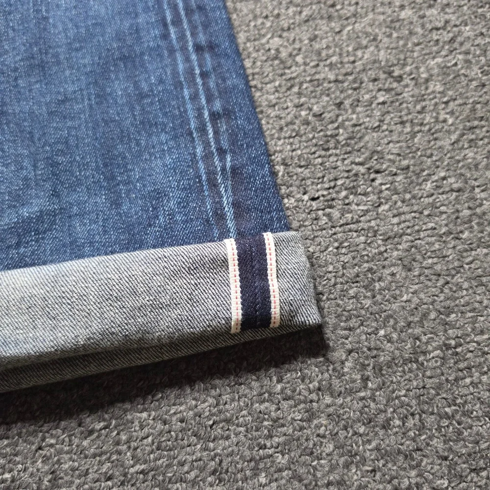 Uniqlo Slim Straight Jeans Indigo Mens 32x32 Japanese Selvedge Denim Faded Pants